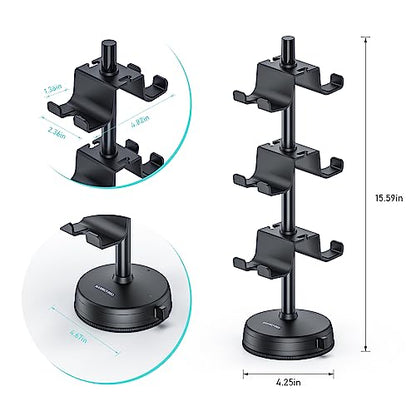 MANMUVIMO Headphone Controller Storage Stand Holder with Anti-Slip Stable Suction Cup 3 Tiers, Universal Storage Display Stand for Desk Compatible for PS5/PS4/Xbox Series/Xbox One - size: 3 Tier Controller Holder Black