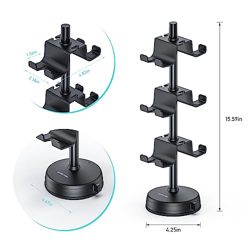 MANMUVIMO Headphone Controller Storage Stand Holder with Anti-Slip Stable Suction Cup 3 Tiers, Universal Storage Display Stand for Desk Compatible for PS5/PS4/Xbox Series/Xbox One - size: 3 Tier Controller Holder Black
