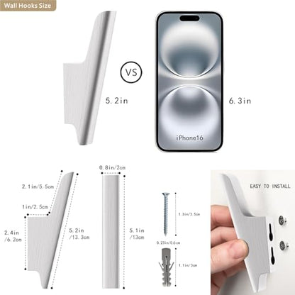 Wood Wall Hooks 4 Pack Coat Hooks Wall Mount White Wooden Hooks for Hanging Hat, Bag, Backpack, Rustic Coat Hooks for Wall, Wood Towel Hooks for Bathrooms and Entryway Hooks (White) - color: White