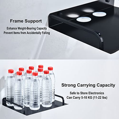 HNVNER Floating Shelf for TV Components, Wall Mounted Projector Shelf Metal Entertainment Center Shelves for Router, Modem, Cable Boxe, Game Console, DVD Player, HiFi Receiver (1PCS, 12" x 10") - color: 1 Layer-large-1pcs
