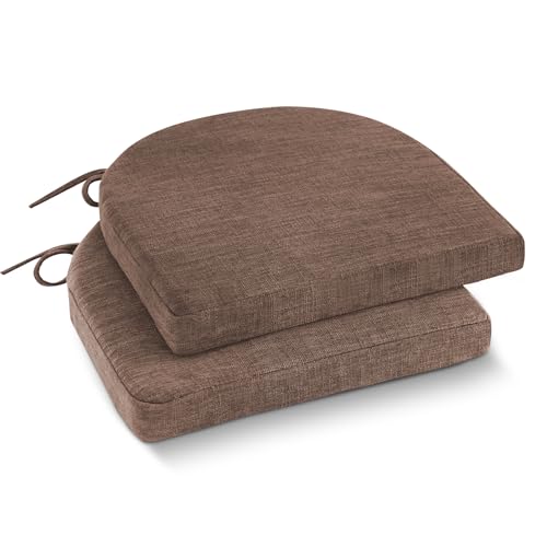 IPYNBAP Chair Cushions for Dining Chairs, Kitchen Chair Cushions, 16'' x 16'' x 2'', Non Slip Indoor Seat Cushions, Chair Pads for Dining Chairs with Ties & Removable Cover, Set of 2, Brown - color: Brown, size: 2 Count(Pack of 1)