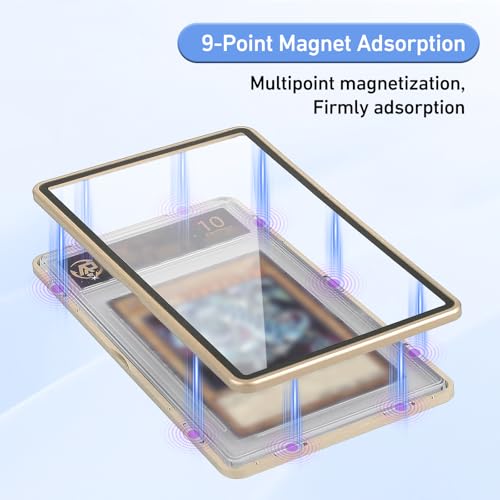 Magnetic Graded Card Case, Premium Aluminum Alloy Protector with 9-Point Lock, Personalized Slab Bumper for 35PT PSA/CSG, Drop-Tested & UV Resistant, Ideal for Display & Long-Term Storage (Gold) - color: Gold, style: PSA Card Case