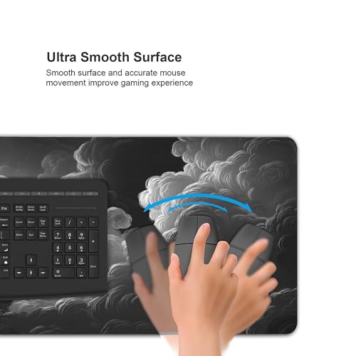 Extended Desk Mat, Dark Storm Cloud Design, Soft Cloth Surface with Non-Slip Rubber Base, 35.4 x 15.7 Inches, for Gaming and Office Use - color: Clouds