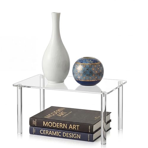 RattanView 1 Pcs 14 Inch Acrylic Risers Display Stands Rectangular 4-leg Acrylic Plant Stand, 6mm Thick Clear Shelf Riser Display Stands for Decor Collectibles Figures and Item Photography - color: Acrylic, size: 14×9×8in