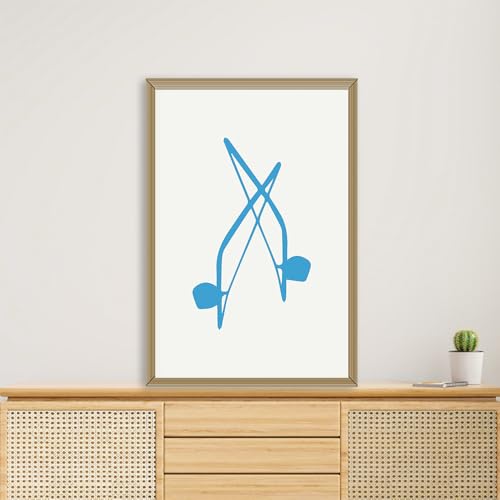 (unframed) Wall Art Print Of Berimbau, Capoeira, Brail, Instrument, Marcial Arts 2 - Eco-friendly Poster, Custom Decor For Home, Office, Bedroom, Bath Room, Living Room, (14x11 IN) - 102237BE - color: AZURE BLUE, size: 11x14 Inch
