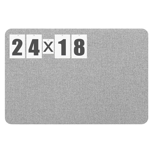 Hahafelt 24"x 18" Linen Fabric Bulletin Board Pinboard for Walls Display Frameless Pinboard Display Notice Memory Board for Office Walls Home Kitchen Easy to Install(Grey) - color: Grey, size: 23.6" x 17.7"