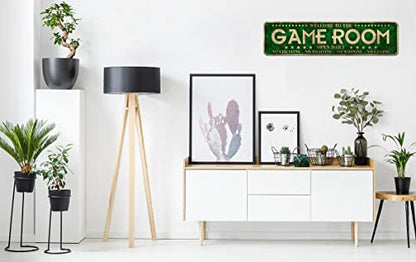 Game Room Décor Metal Aluminum Novelty Tin Sign | 4" x 16", Man Cave Signs - color: Game Room