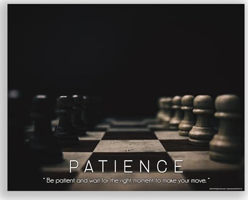 Patience Logical Moves Chess Board Attack Knowledge Openings Match King Queen Motivational Artwork Quotes Posters Print Home Classroom Gift Bedroom Decor 11x14 inches Unframed