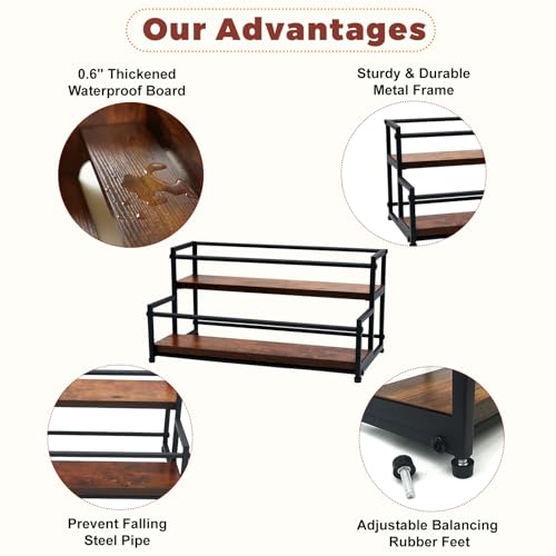 Coffee Syrup Rack Organizer, 2-Tier | Metal Bottle Holder, 10 Bottles Capacity, Rustic Countertop Display Shelf, For Coffee Bar, Kitchen Cabinet, Pantry - color: 2-Tier