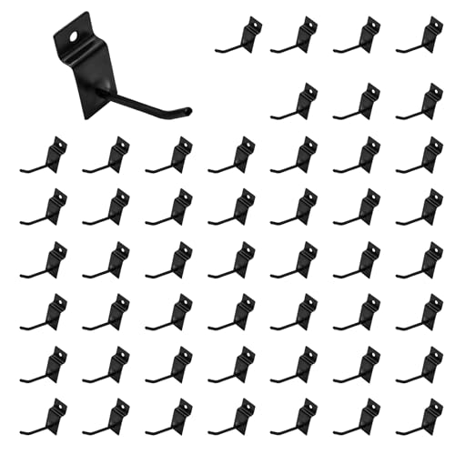 50Pcs 2 Inches Black Slatwall Panel Hooks Bulk Set, Metal Slat Wall Hanging Display Hanger Hooks, Pegboard Organizer for Gridwall Garage Shop Retail - color: Black, size: 2 inches