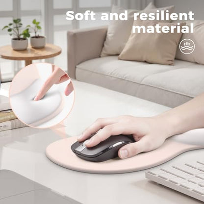 iCasso Keyboard Wrist Rest,Beige Ergonomic Mouse Pad with Wrist Support,Acrylic Clear Keyboard Stand for Desktop,Non-Slip Mousepad Set for Office Home Gaming - color: Beige
