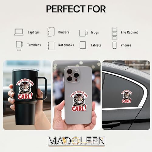 (5Pcs) Princess Donut Revolucion Carl Stickers 3 Inch, Dungeon Crawler Carl Poster, Funny Fantasy Quote Decals for Fans, Gaming Enthusiasts Waterproof Vinyl Decal for Laptop, Book, Car, Phone