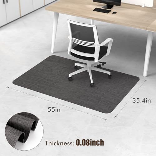 Blvornl Office Chair Mat for Hardwood Floor, 35.4"x 55" Desk Chair Mat for Hard Wood and Tile Floor, Large Anti-Slip Hard Floor Protector Rolling Chair Pad, PVC Desk Rug, Black - color: Black, size: 35.4" x 55"