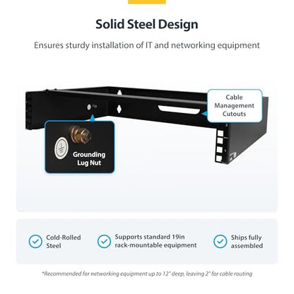 StarTech 2U 19in Wall-Mount Network Rack, 14in, 77lb (RACK-2U-14-BRACKET) - size: 2U