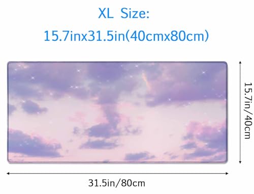 Gaming Mouse Pad, XXL Extended Computer Keyboard Long Mouse Mat, Large Desk Pad for Office Laptop, Non-Slip Rubber Base with Stitched Edge Mousepad, 31.5X15.7 inch Purple Cloud - color: Purple Cloud, size: 31.5L x 15.7W inches