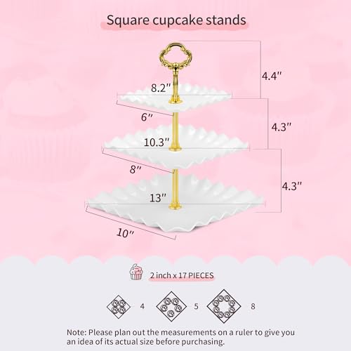 NWK 5 Piece Cake Stand Set with 2 x Large 3-Tier Cupcake Stands, 3 x Appetizer Trays, for Wedding Birthday Baby Shower Tea Party Decorations (Gold) - color: Gold