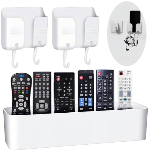 3 Pieces Adhesive Remote Holders Wall Mount Phone Holder Without The Need to Drill Holes in Your Wall Universal TV Remote Organizer Caddy Box for Bedroom Kitchen Bathroom