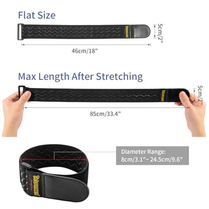 Trilancer Elastic Cinch Straps with Anti-Slip Strips, 2" x 18"(8 Pack) Hook and Loop Storage Strap with Buckle, Bundling Straps for Extension Cords, Cables, Ropes, Hoses, Bike, Boat, Pant Garters - size: 18"(8 pcs)
