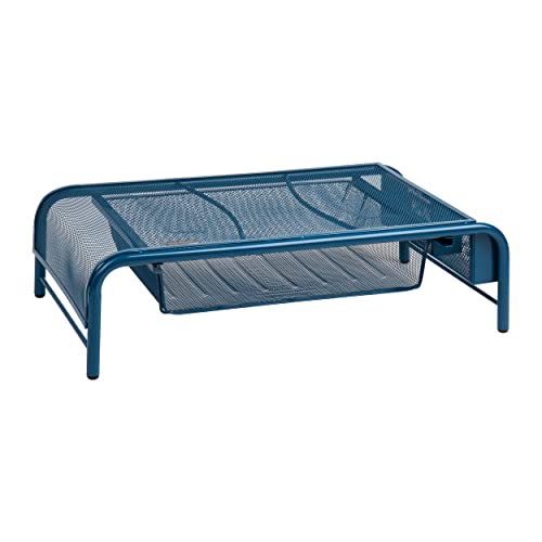 Mind Reader MESHMONSTA-TUR Metal Mesh Desk Drawer, Desktop Monitor Stand Organizer, Turquoise - color: Turquoise
