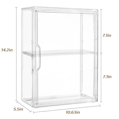 Acrylic Display Case Compatible with Labubu POP MART,3 Pack Clear Display Cases for Figure Collectibles, Stackable Figure Display Box with Magnetic Door and Movable Dividers - size: 3 pack