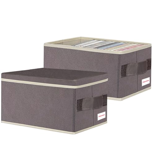CD/DVD storage box Universal, stackable CD/DVD organizer with lid, Blu-ray disc media holder, video game disk, album, 2Pack can hold 90cd / 40dvd（Brown purple） - size: 2Pack Brown purple
