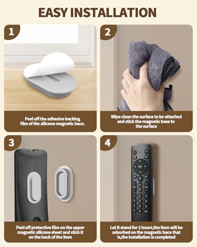 6 Pack Magnetic Remote Control Holder – Upgraded Silicone Magnetic Wall Mount for TV, Fan & Air Conditioner Remotes – Self-Adhesive, No-Drill Remote Control Holder Wall Mount - color: Grey