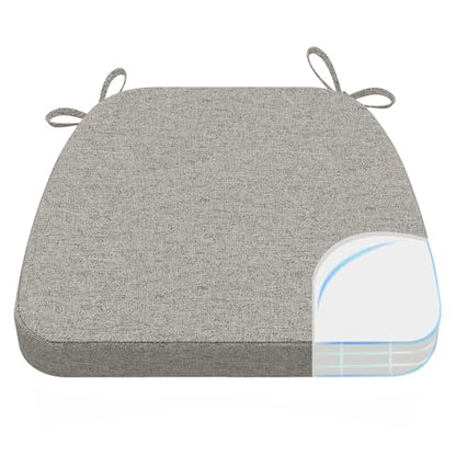 AAAAAcessories D-Shaped Chair Cushions, 2" Thick Dining Chair Pads with Ties and Removable, Machine-Washable Cover, 17" x 16", Khaki Gray - color: Khaki Gray, size: 1 Count(Pack of 1)