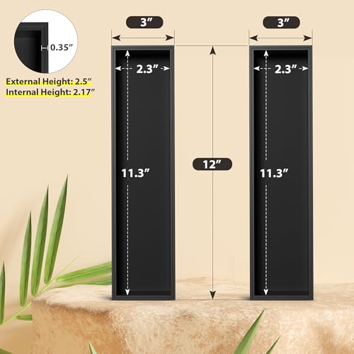 Kitchen Drawer Organizer Bins, Black Bamboo Drawer Organizer Stackable for Silverware, Utensils, Cutlery, Flatware, for Junk Drawer, Dresser, Bathroom, 12" x 3" x 2.5" (Set of 2) - color: Black, size: 12 x 3 x 2.5 Inch