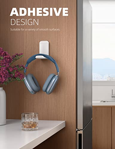 Lamicall Headphone Stand, Sticky Headset Hanger - Adhesive Headphone Holder Hook Mount, Headset Stand Holder Clip Under Desk, Earphone Clamp for Airpods Max, HyperX, Sennheiser, White - style: White - One Pack