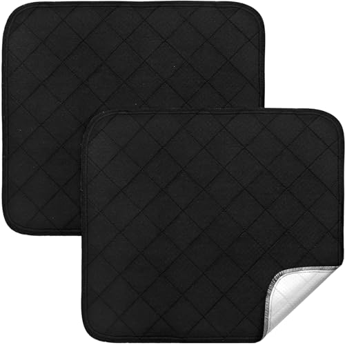 Waterproof Chair Pads for Incontinence 18" x 16", 2 Pack Non Slip Absorbent Wheelchair Reusable Seat Protector, Washable Seat Covers for Chairs, Black - color: Black, size: 18x16 Inch