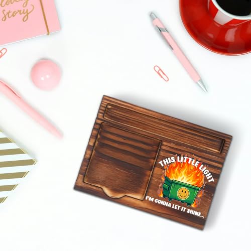Cute Funny Desk Sticky Note Holder, Coworker Gift for Women Friends Teacher Nurse, Office Desk Organizer Memo Pad Holder Wood Desk Decor STYW2 - style: This Little Light