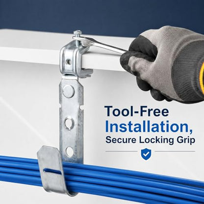 Tandefio 25 Pack Cable Support J Hook with Beam Clamp, Heavy Duty Metal Wire Cable Support J Hook Hangers for Wire Management (3/4 Inch) - size: 3/4 Inch