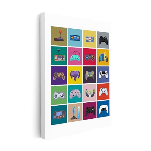 Poster Master Gaming Canvas - Video Game Controller Evolution Print - Geeky Art - Retro Consoles & Controllers Wall Design - Pop Art Game Room or Boy's Bedroom Decor - Available in 8x10 to 30x40 - color: Style-05