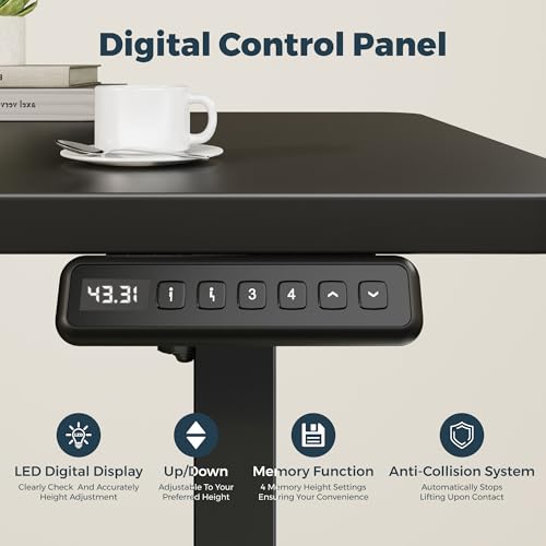 One-Piece Standing Desk 47 x 24 Inches, Small Adjustable Height Desk， Electric Sit Stand Desks Home Office Computer Workstation, Black - color: Black, size: 4724