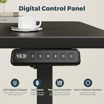 One-Piece Standing Desk 47 x 24 Inches, Small Adjustable Height Desk， Electric Sit Stand Desks Home Office Computer Workstation, Black - color: Black, size: 4724