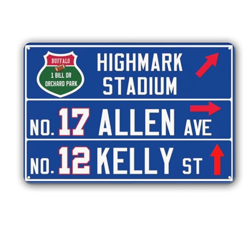 12” x 8” Bill Wall Decor Art Poster, Buffalo Football Metal Tin Sign, Bill Gifts for Boys Men Home Room Decor - color: team 24