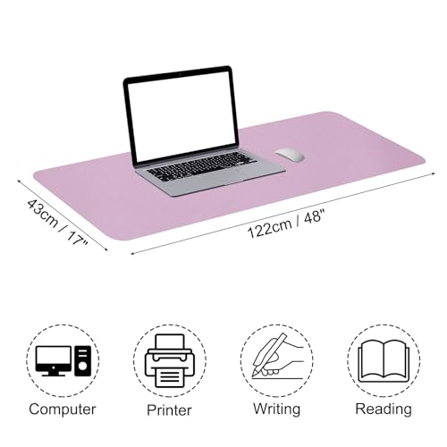 Patikil Desk Mat, 48"x17" Non-Slip Waterproof PU Leather Desk Pad, Dual Sided for Office/Home - Purple - color: Purple, size: 48"x17"