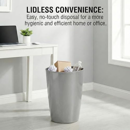 Mini Waste Basket - Durable Small Plastic Garbage Trash Can Bin - Lidless Open-Top, Slim Profile for Compact Spaces - Suitable for Home, Bathroom, Office, Bedroom, Kitchen and More, Silver Brushed - color: Silver Brushed