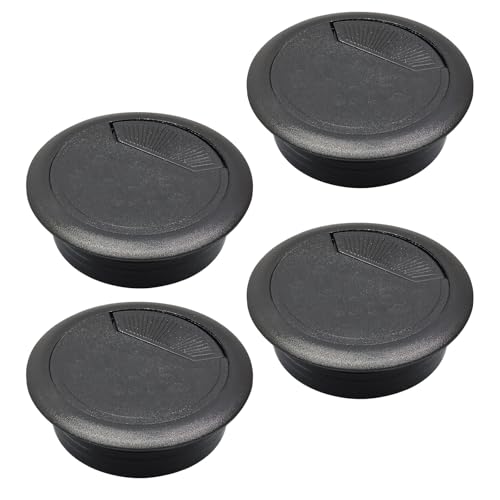 Desk Grommet 2" (50 mm), Desk Cord Hole Cover, Cable Grommet ABS Plastic, Desk Hole Grommet for Office and Home Table Cable, Detachable Adjustable Cable Cord Organizer (Black 4 Pcs) - size: 2" (50 mm), style: 4 pcs Black