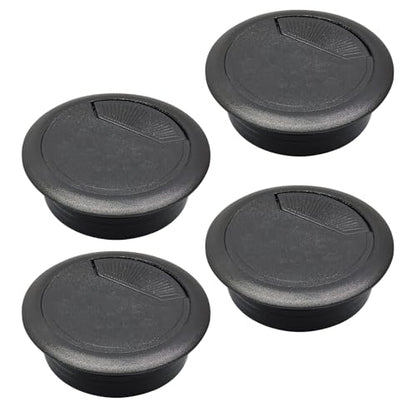 Desk Grommet 2" (50 mm), Desk Cord Hole Cover, Cable Grommet ABS Plastic, Desk Hole Grommet for Office and Home Table Cable, Detachable Adjustable Cable Cord Organizer (Black 4 Pcs) - size: 2" (50 mm), style: 4 pcs Black