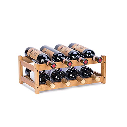 Bamboo Wine Rack - 2-Tier Countertop Display Shelf for 8 Bottles - size: 2-Tiers 8-Bottles