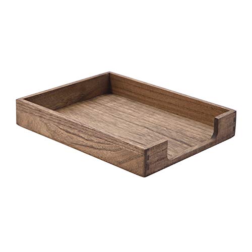KIRIGEN Wood Letter Tray, Single-Tier Front-Load Desktop Paper Organizer, Brown Wooden Document Tray for Letter and A4 Paper, File Folder, Mail, Home Office Desk, 13.77 x 10.62 x 2.16 Inch, TP-DBR - color: Dark Brown
