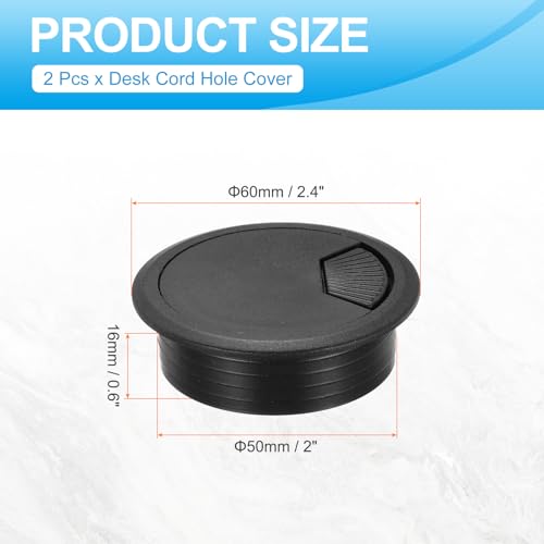 MECCANIXITY 2 Pcs Desk Grommet 2 Inch(50mm), Round Desk Cord Hole Cover Wire Cable Organizer for Home Office Computer Table Cables, Black - color: Black, size: 2 Inch(50mm)