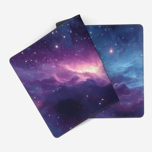 Rectangular Mouse Pad with Purple Galaxy Pattern,Anti-Slip Rubber Base, 35.4 x 15.7 Inches, Gaming Desk Mat - color: Purple Galaxy