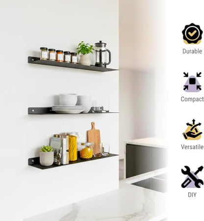 SIMOND STORE Floating Shelf for Under TV – Floating TV Stand wall Mounted | Floating TV Stand wall Mounted – wall Mount Floating Shelf TV Console for DVD Players, TV Accessories & Game Consoles – Black - size: 36-inch X 8-inch Powder Coated Black-V2
