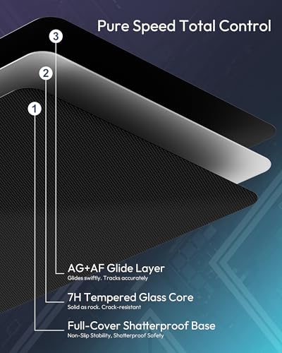 Tempered Glass Gaming Mouse Pad, Micro-Etched Ultra-Smooth Surface, Hard Mouse Pad for Fast Glide, Precision Tracking, Speed & Control, Non-Slip Base, 16.1" x 12.2" - color: Rose