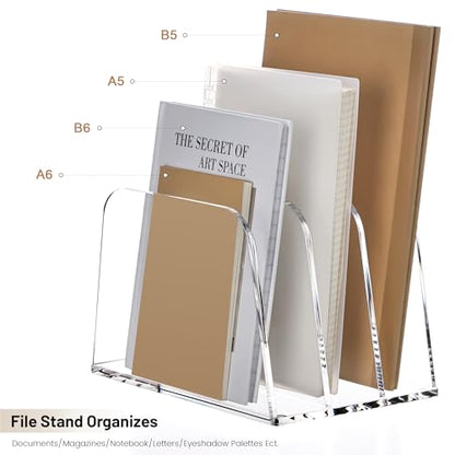 YUXUN Desk File Organizer,3-Section Vertical Clear Acrylic Desk Organizer File Holder Mail Sorter Office Organization for Office Home &Classroom（B5） - style: 3-Section,B5