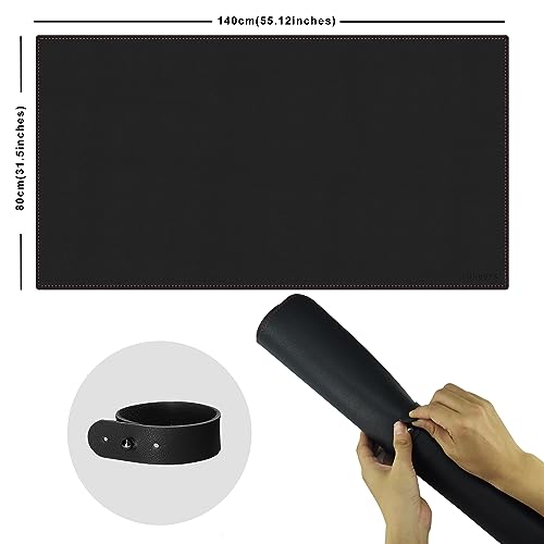 ZORESYN PU Leather Desk pad Black(55.12" x 31.50") - Large Desk mat with Suede Base - Waterproof Gaming Mouse pad Table Mat Desktop Writing Pad for Home - color: Black, size: 55.1L x 31.5W inches