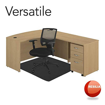 RESILIA Office Desk Chair Mat - for Low Pile Carpet (with Grippers) Black, 36 Inches x 48 Inches, Made in The USA - color: Black, size: 36" x 48" without lip