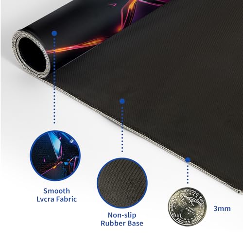 Stylish Geometric Mouse Pad Abstract Black Mouse Pad 31.5x11.8 Inch Geometric Texture Non-Slip Rubber Base Large Mousepad Stitched Edges Keyboard Mouse Mat Desk Pad for Office and Home - color: Stylish Geometric